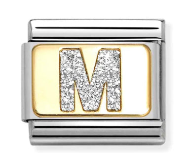 Glitter Letter M Gold Charm