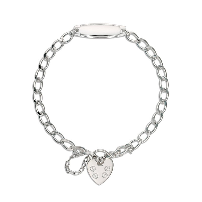 My Little Angel: S/S Brooklyn Diamond Cut Round Curb ID Bracelet