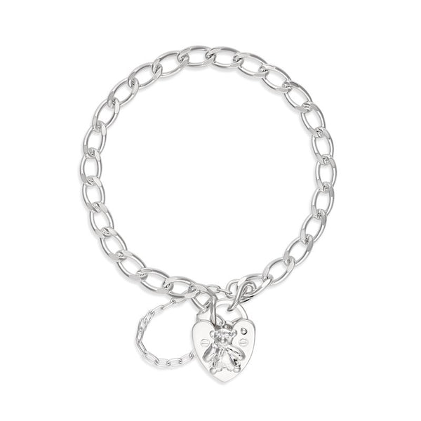 My Little Angel:  Brooklyn Teddy Round Curb Silver Bracelet