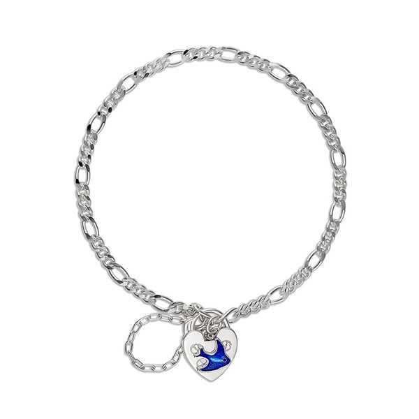 Brooklyn Bluebird Figaro Bracelet 1+3 with ID Silver