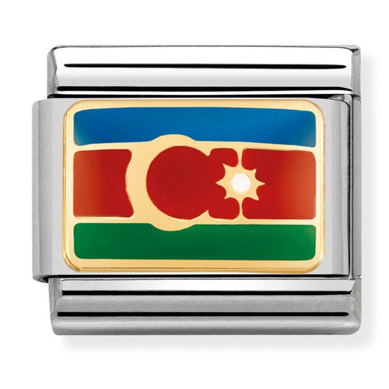 Asia Flag - Azerbaijan Gold Charm