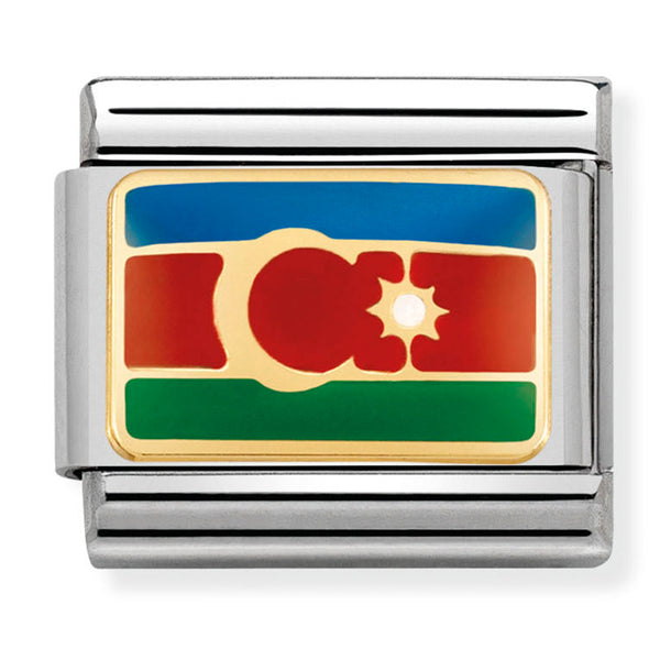 Asia Flag - Azerbaijan Gold Charm