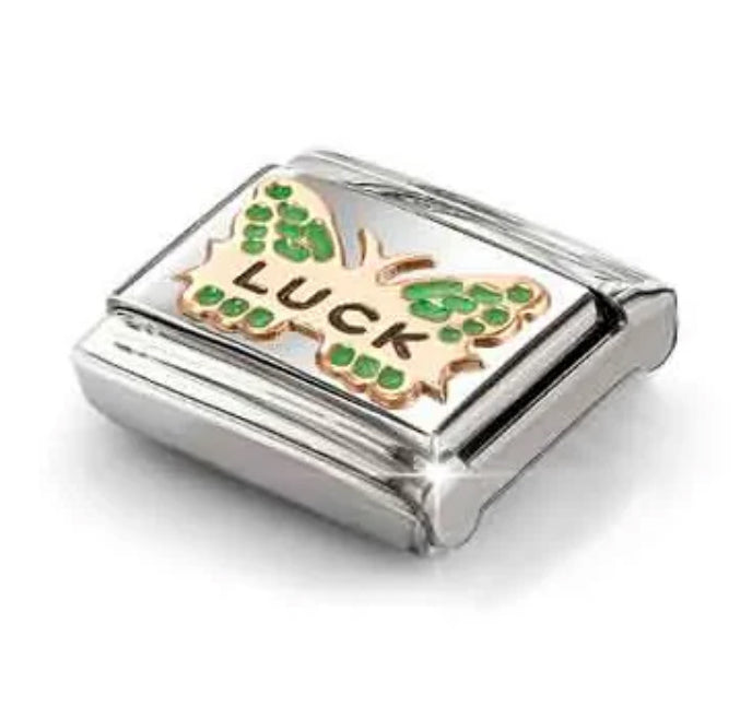 Symbols - Green Luck Butterfly Rosegold Charm