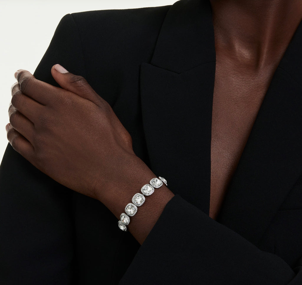 Una Angelic: White Cushion Cut Crystals Silver Bracelet
