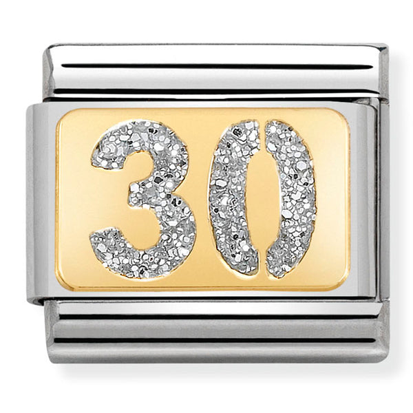 Birthday - 30th with Silver Glitter Gold Charm