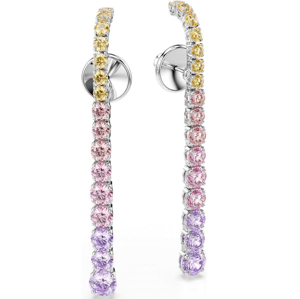 Matrix: Mulitcoloured Gradient Round Cuts Crystal Silver Drop Earrings