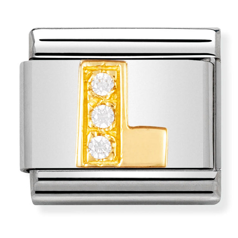 Gold - Letter L with CZ Charm
