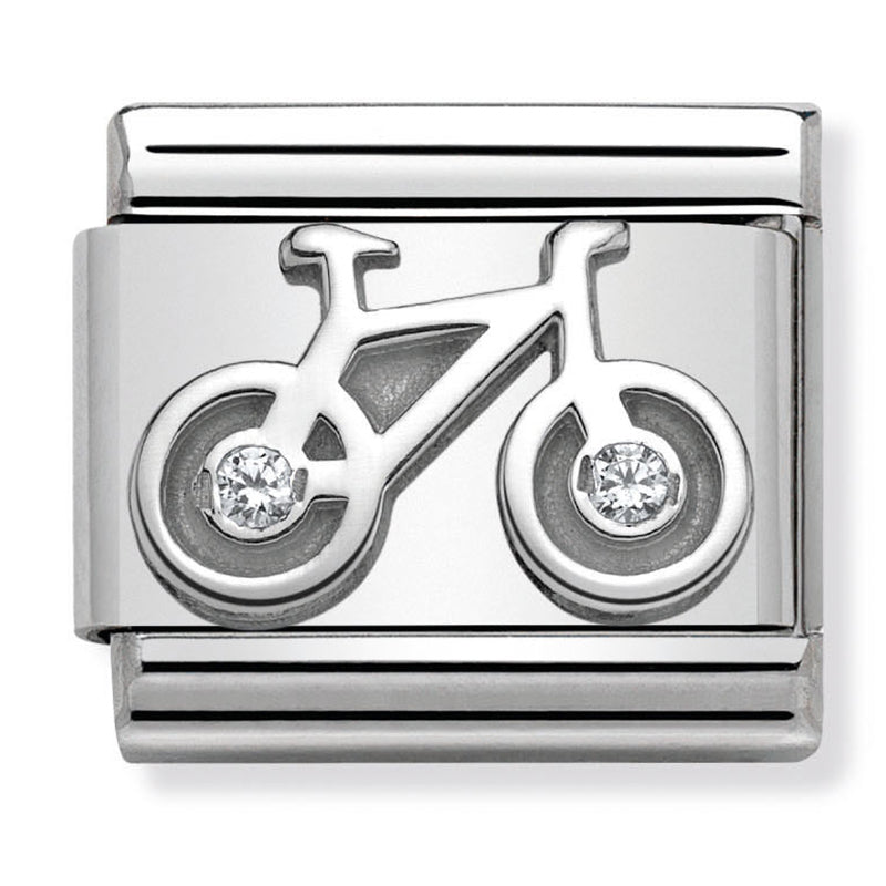 Transport - Bicycle with CZ Silver Charm