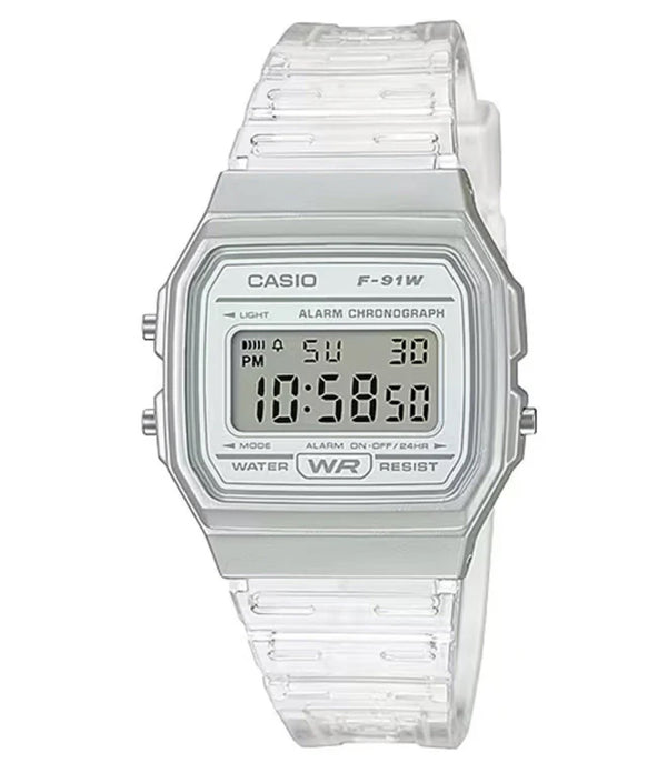 Casio Digital Square Face, Clear Transparent Band Watch