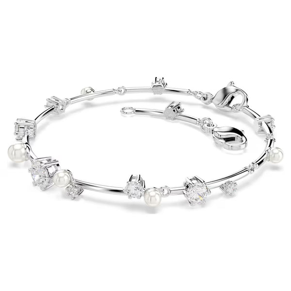 Constella: Pearl & White Round Cuts Silver Bracelet