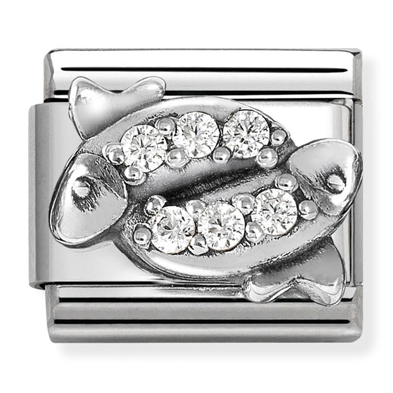 Zodiac - Pisces with CZ Silver Charm