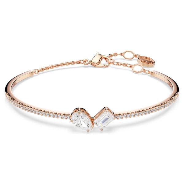 Mesmera: White Mixed Cuts Rosegold Bangle