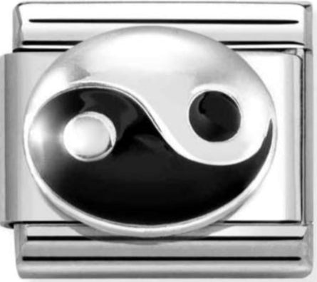 Symbols - Tao (Yin Yang) with Black Enamel Silver Charm