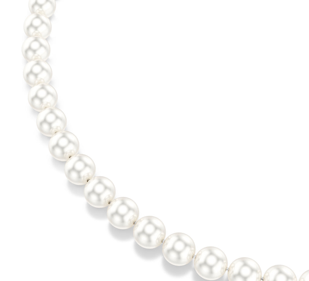 Matrix: White Crystal Pearl Silver Necklace