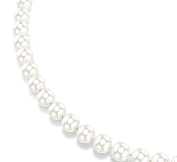 Matrix: White Crystal Pearl Silver Necklace