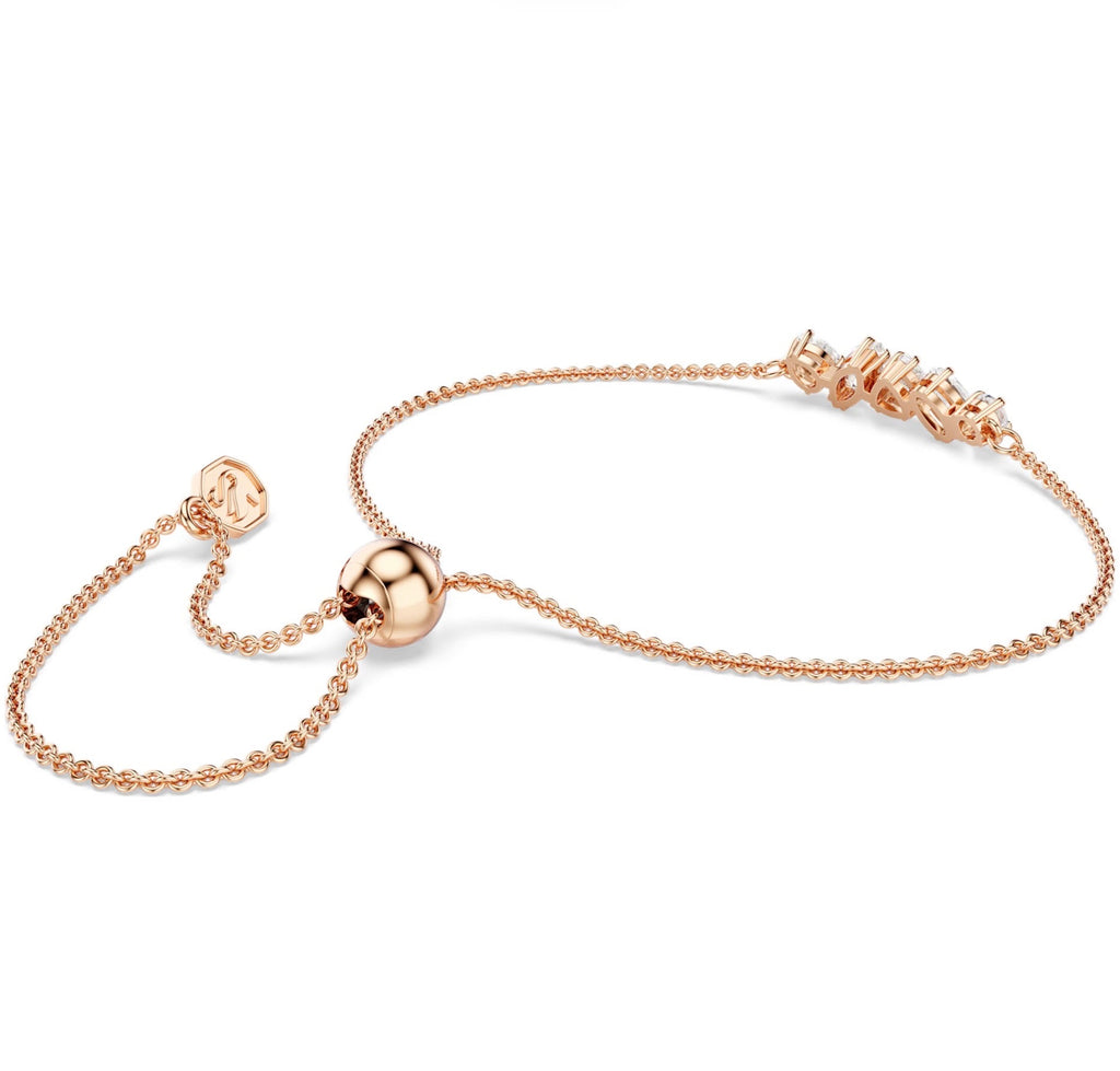 Mesmera: White Mixed Cuts Crystal Rosegold Bracelet