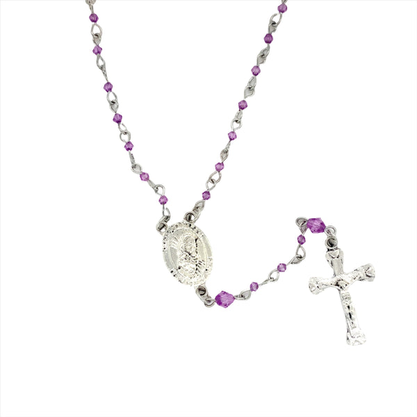 Purple Rosary Beads Necklace