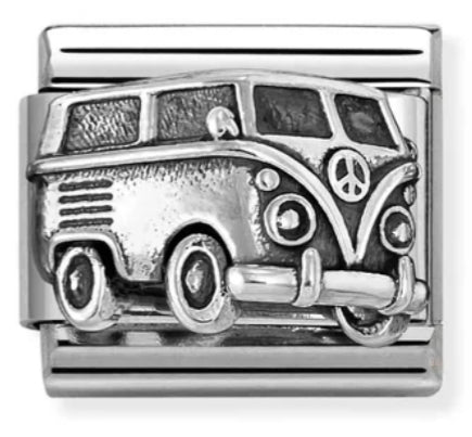 Transport - Van Relief Oxidised Silver Charm