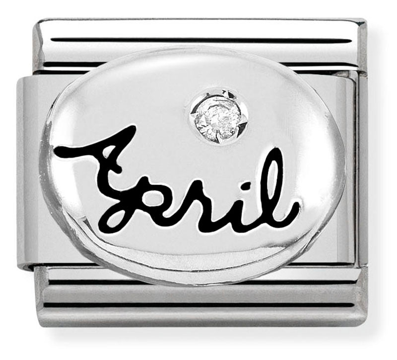 Birthstone - April (Diamond) Silver Charm