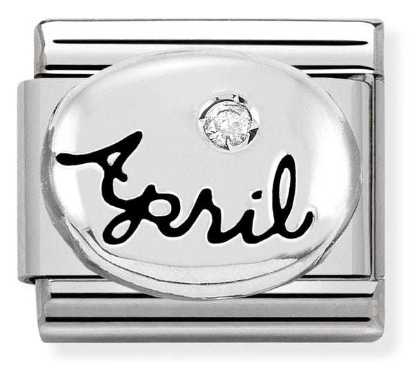 Birthstone - April (Diamond) Silver Charm