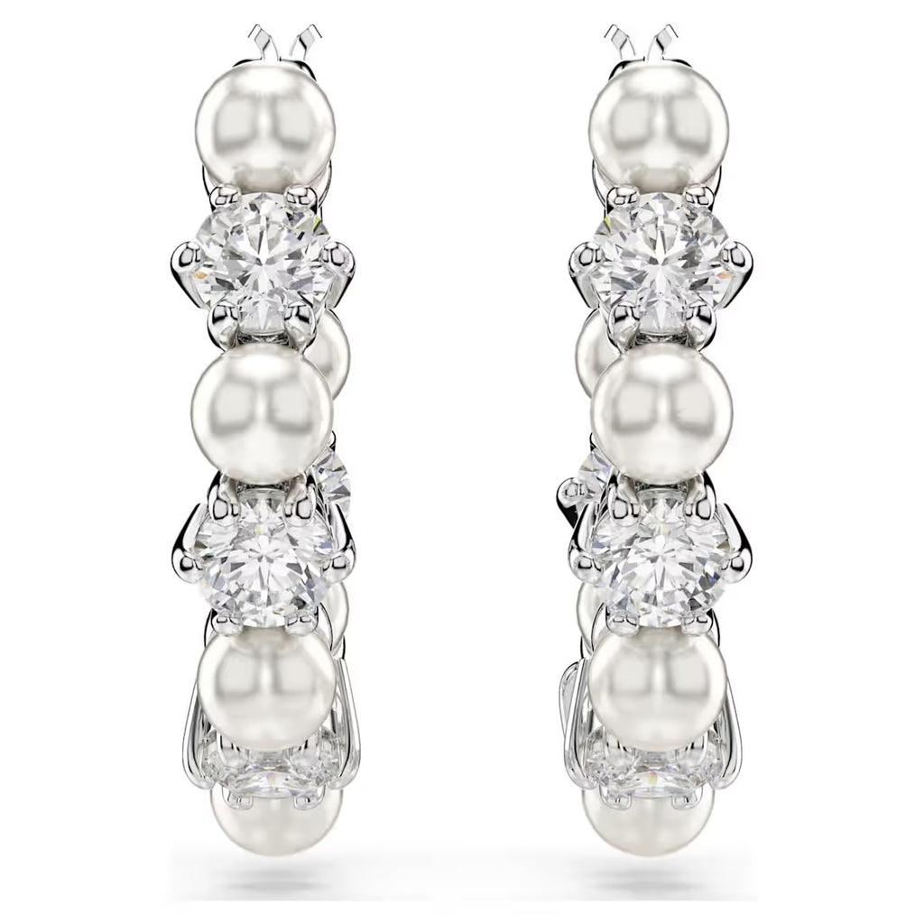 Matrix Pearl & Round Cut Silver Drop Earrings
