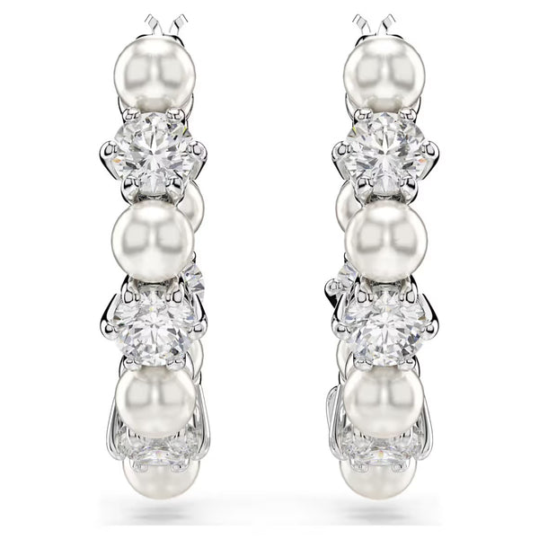 Matrix Pearl & Round Cut Silver Drop Earrings