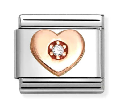 Love - Heart with White CZ Rosegold Charm