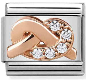 Symbols - White Knot with CZ Rosegold Charm