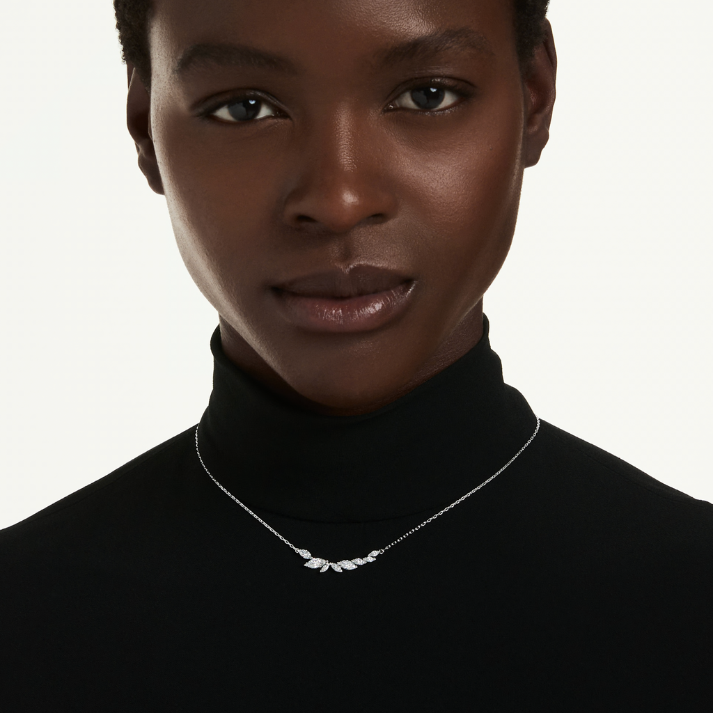 Mesmera: White Marquise Cut Crystal Silver Necklace