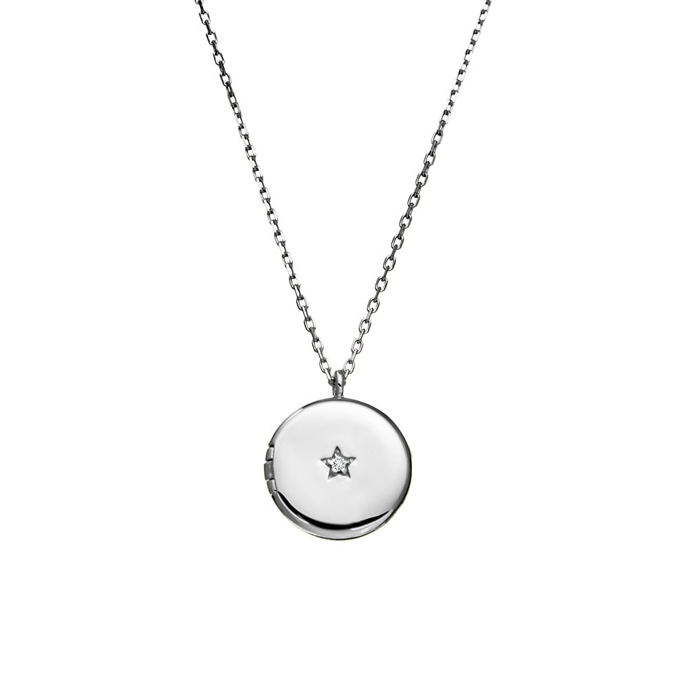 Necklace - Circle Locket with CZ star Detailing