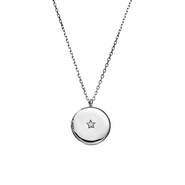 Necklace - Circle Locket with CZ star Detailing