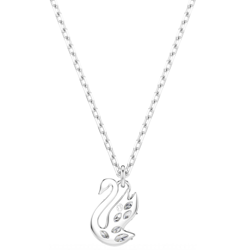Swan: White Mixed Cuts Crystal Swan Pendant - 2 Colours