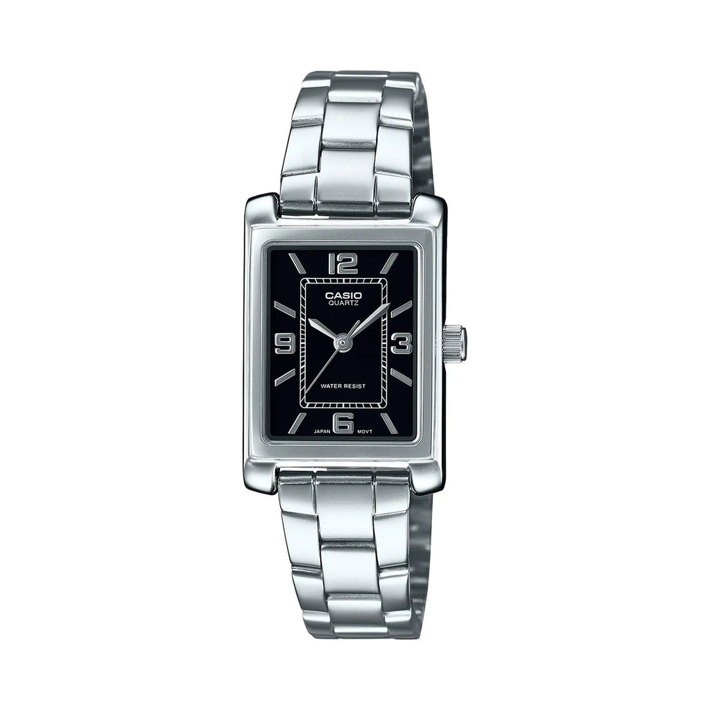 Casio Ladies Ana Tunneau  Black Face, S/Steel Band Watch