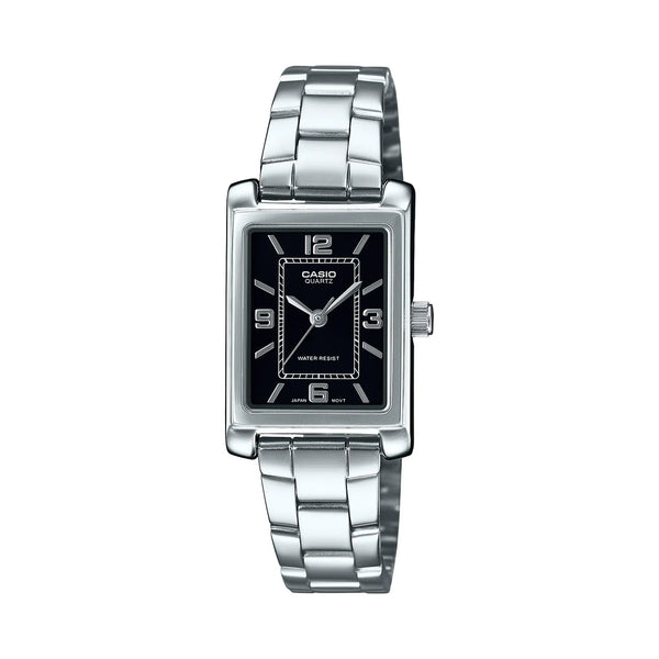 Casio Ladies Ana Tunneau  Black Face, S/Steel Band Watch