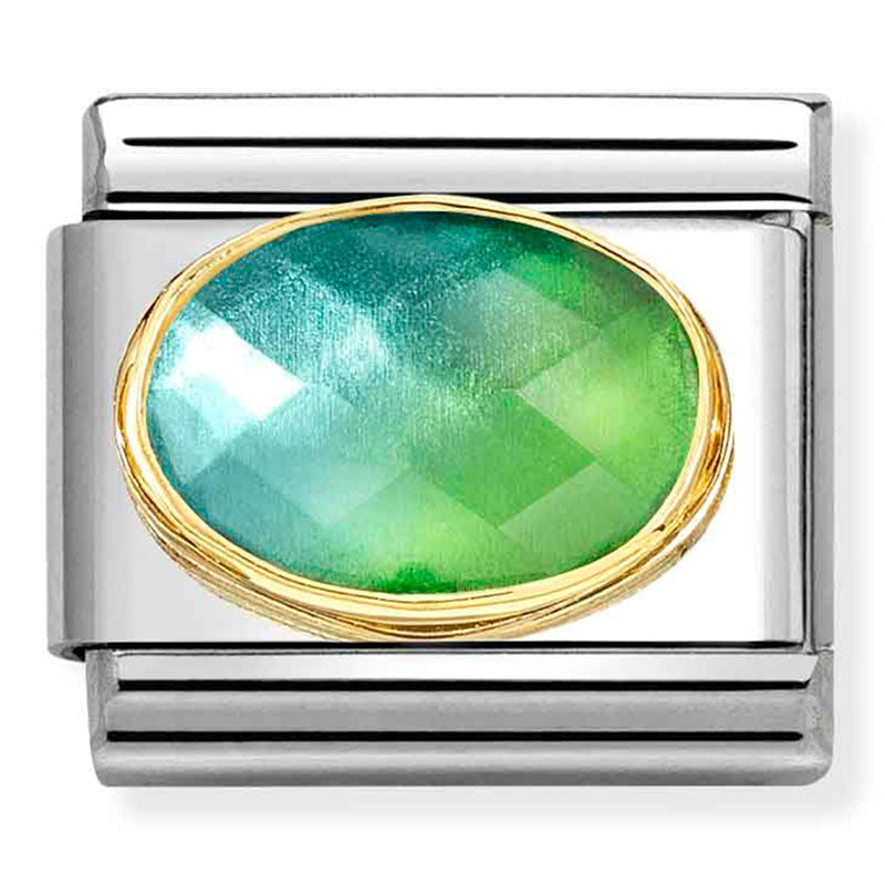 Gemstones - Blue/Green Ombre Faceted CZ Gold Charm