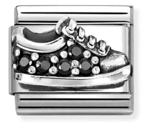 Sports - Sneaker with Black CZ Oxidised Silver Charm