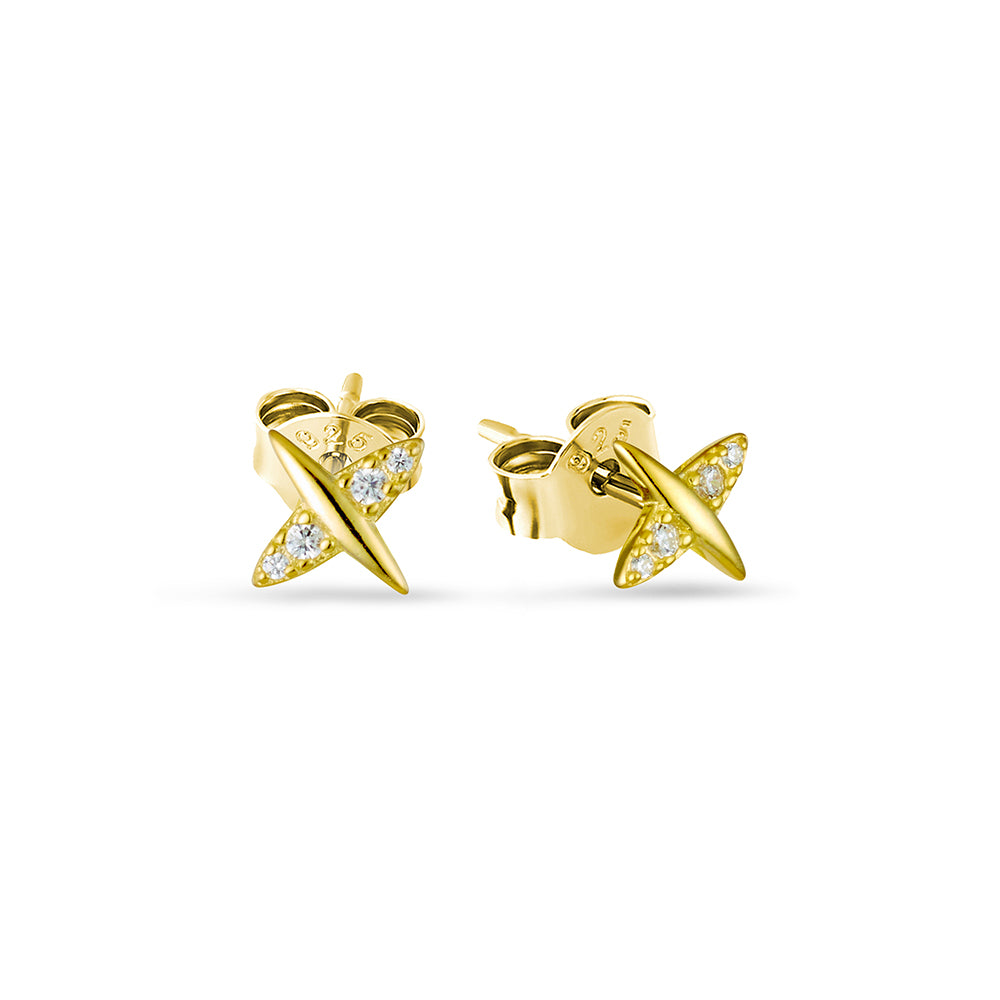 Cross Studs with CZ - 2 colours