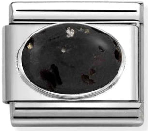 Hard Stone - Lava Matte Stone Silver Charm