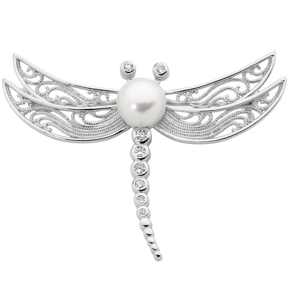 Dragonfly Brooch with Freshwater Pearls