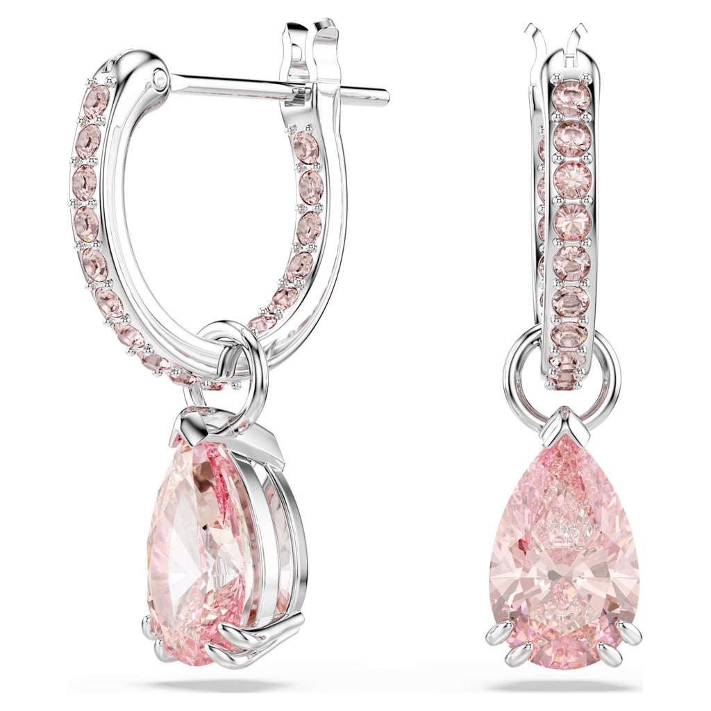 Attract Pear Pink Silver Drop Earrings