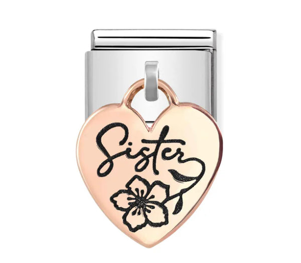 Dangle - Sister Heart Rosegold Charm