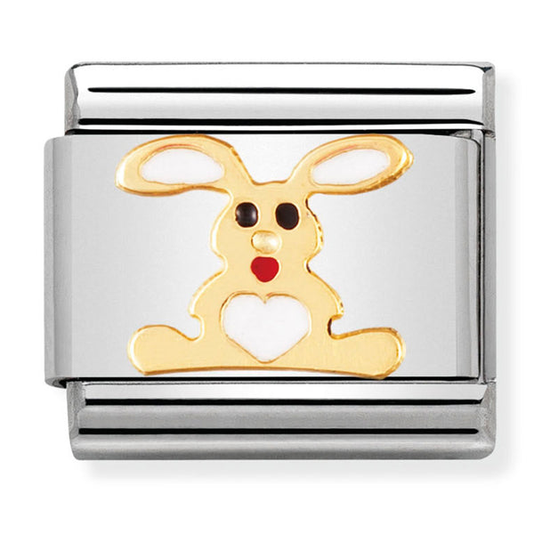 Animals - Rabbit White Enamel Gold Charm
