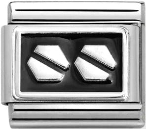 Symbols - Double Hexagon Screw Silver Charm