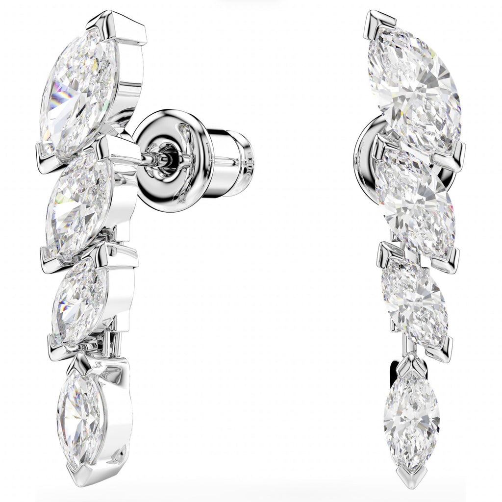 Mesmera: White Marquise Cut Crystal Silver Earrings
