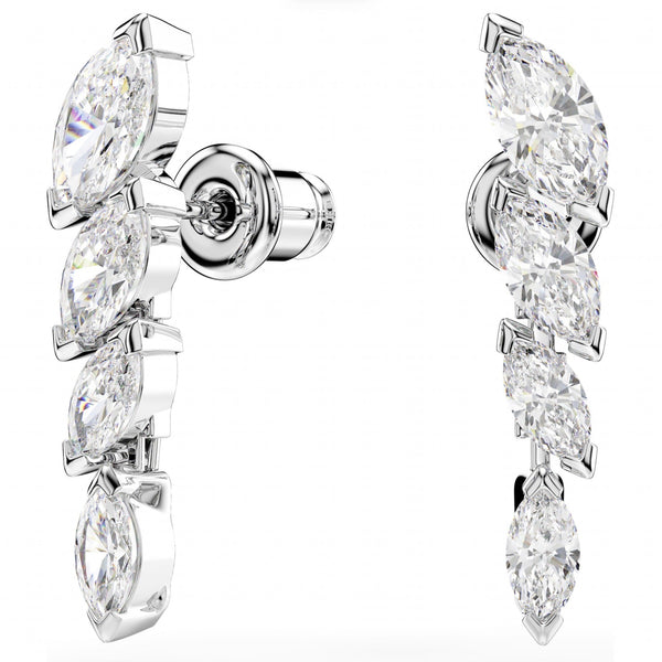 Mesmera: White Marquise Cut Crystal Silver Earrings