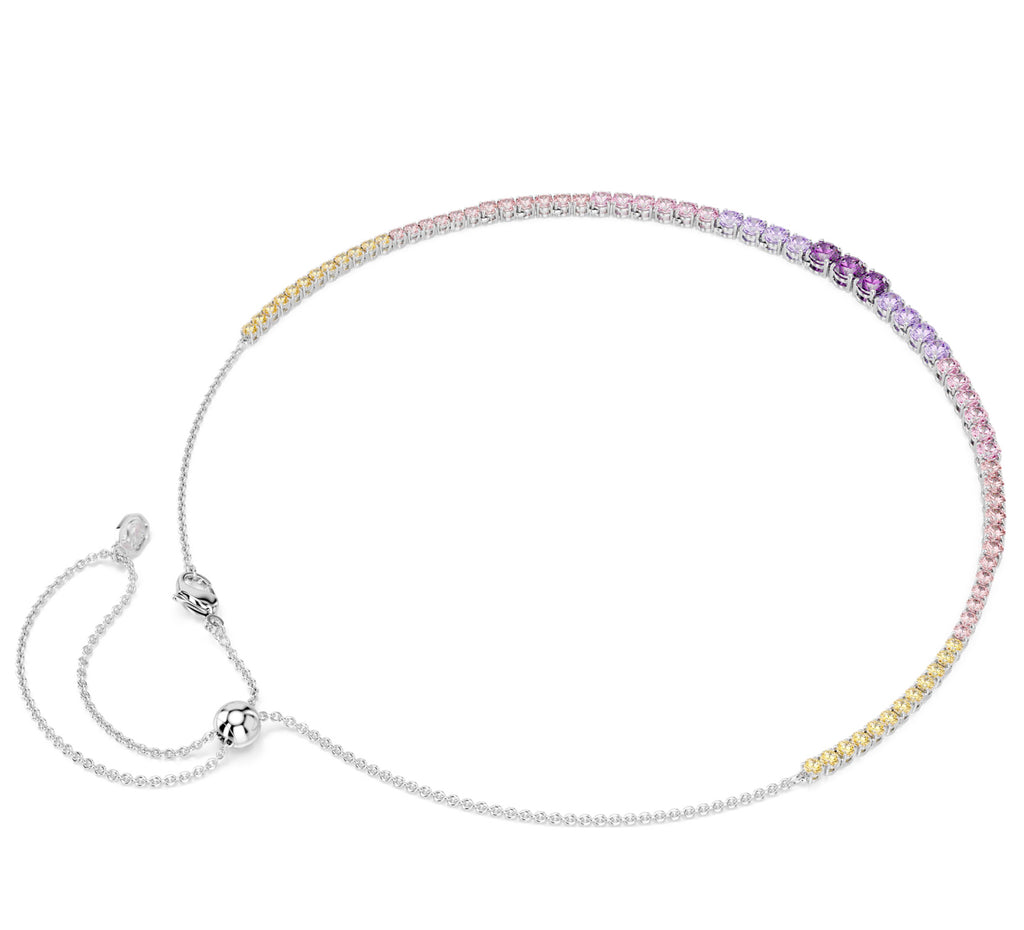 Matrix: Mulitcoloured Gradient Round Cuts Crystal Silver Necklace