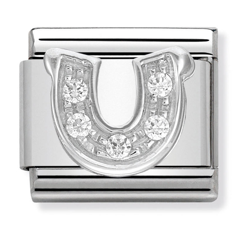 Symbols - HorseShoe with CZ Silver Charm