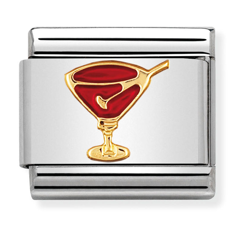 Food & Drinks - Red Cocktail Glass Gold Charm