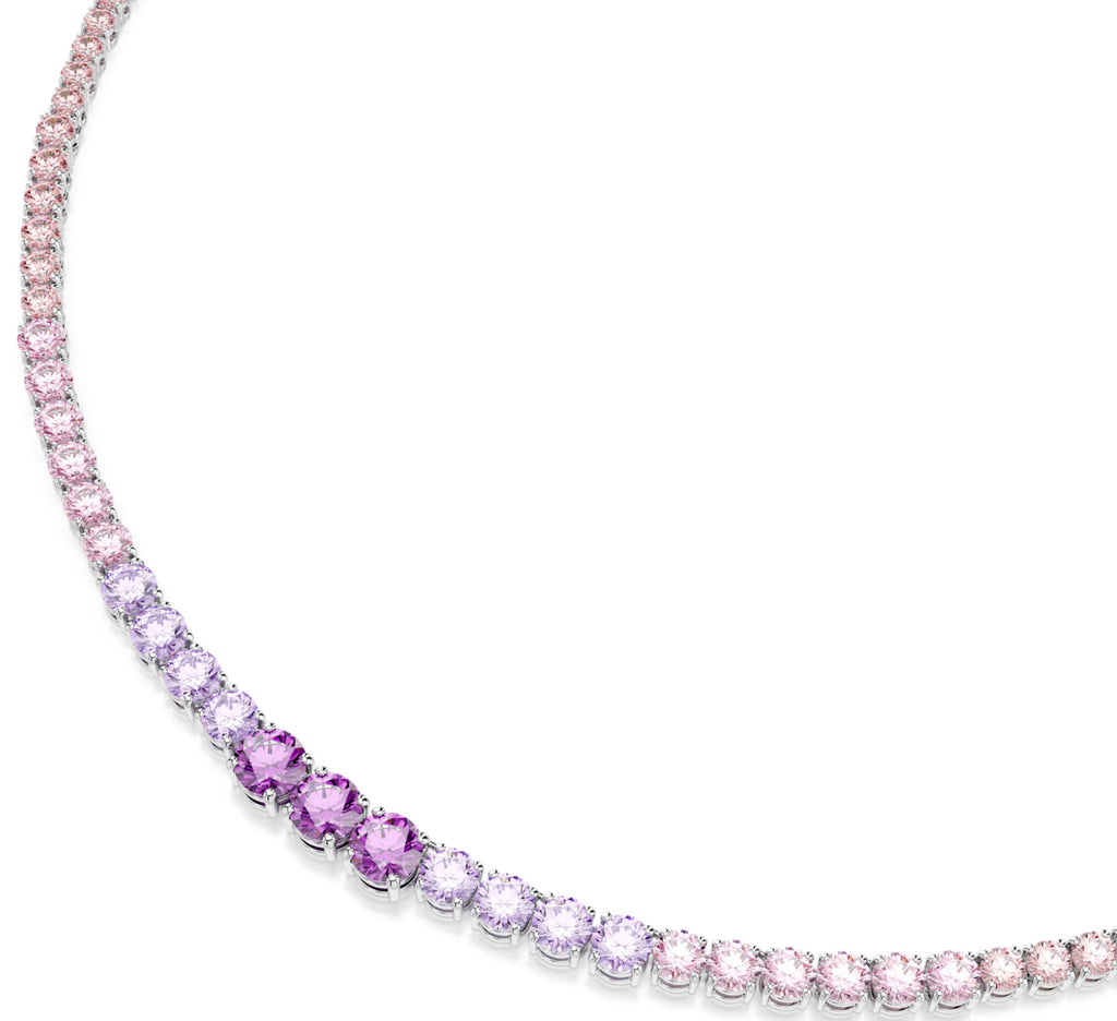 Matrix: Mulitcoloured Gradient Round Cuts Crystal Silver Necklace
