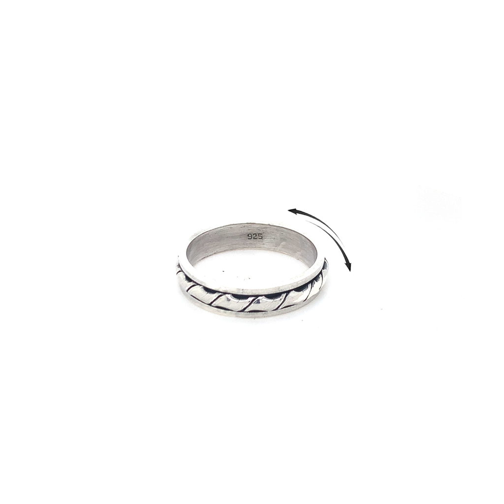 Spinner Ring - Sterling Silver Wide Rope Pattern